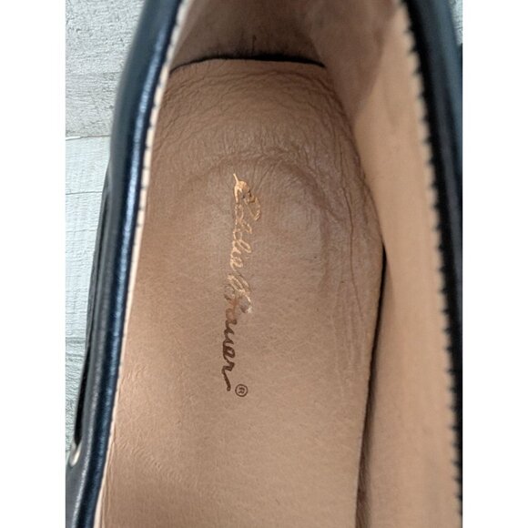 Eddie Bauer Womens Black Leather Loafer Heels With Bow Detail Size 8.5 - Picture 4 of 7